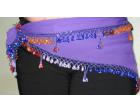 106 beaded scarf, triangle w. multicolor glass beads and tassels